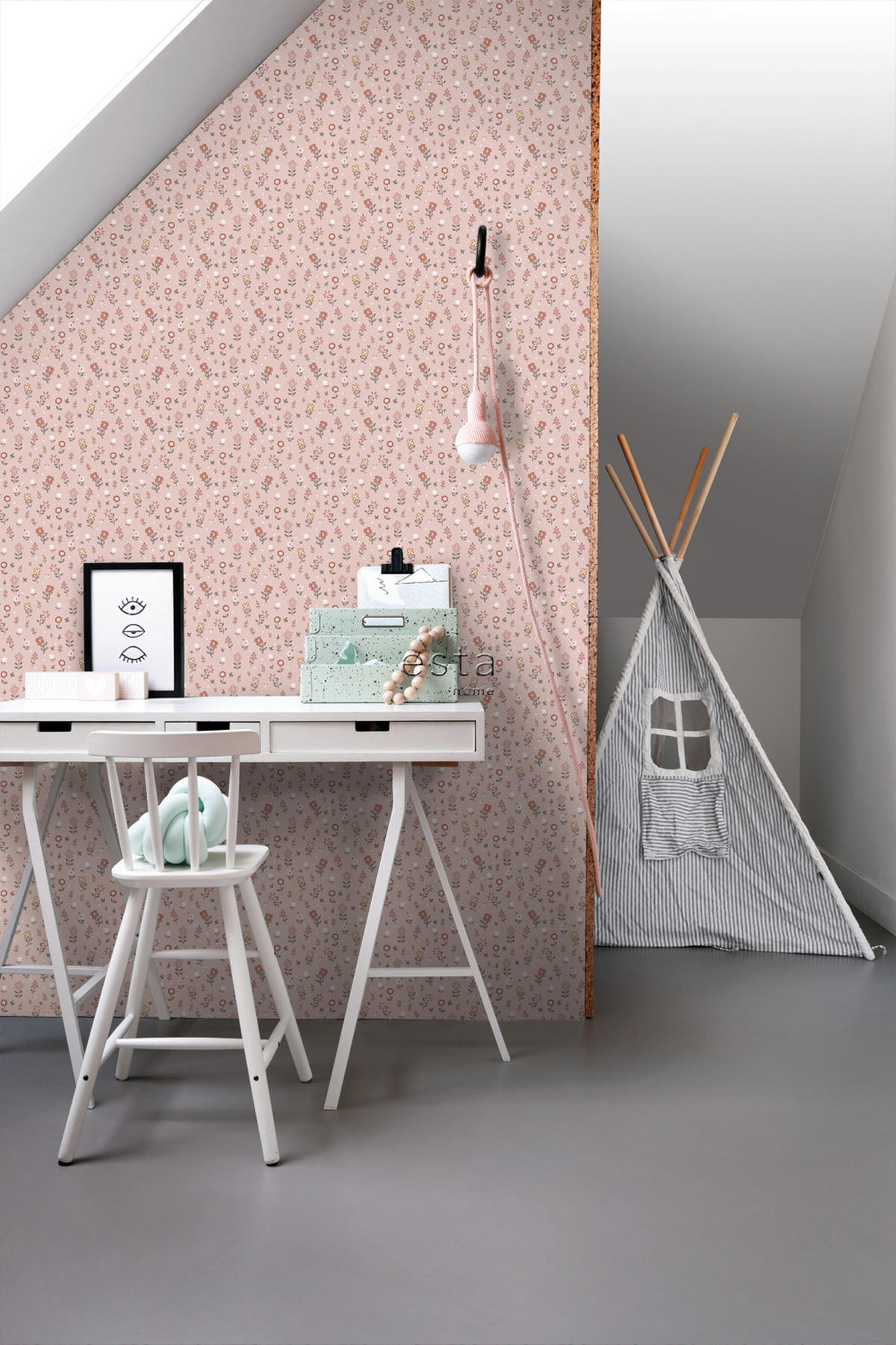 TAPETE Blumen 53 cm x 10.05 m - Pink, Papier (53/0.1cm) - ESTAhome