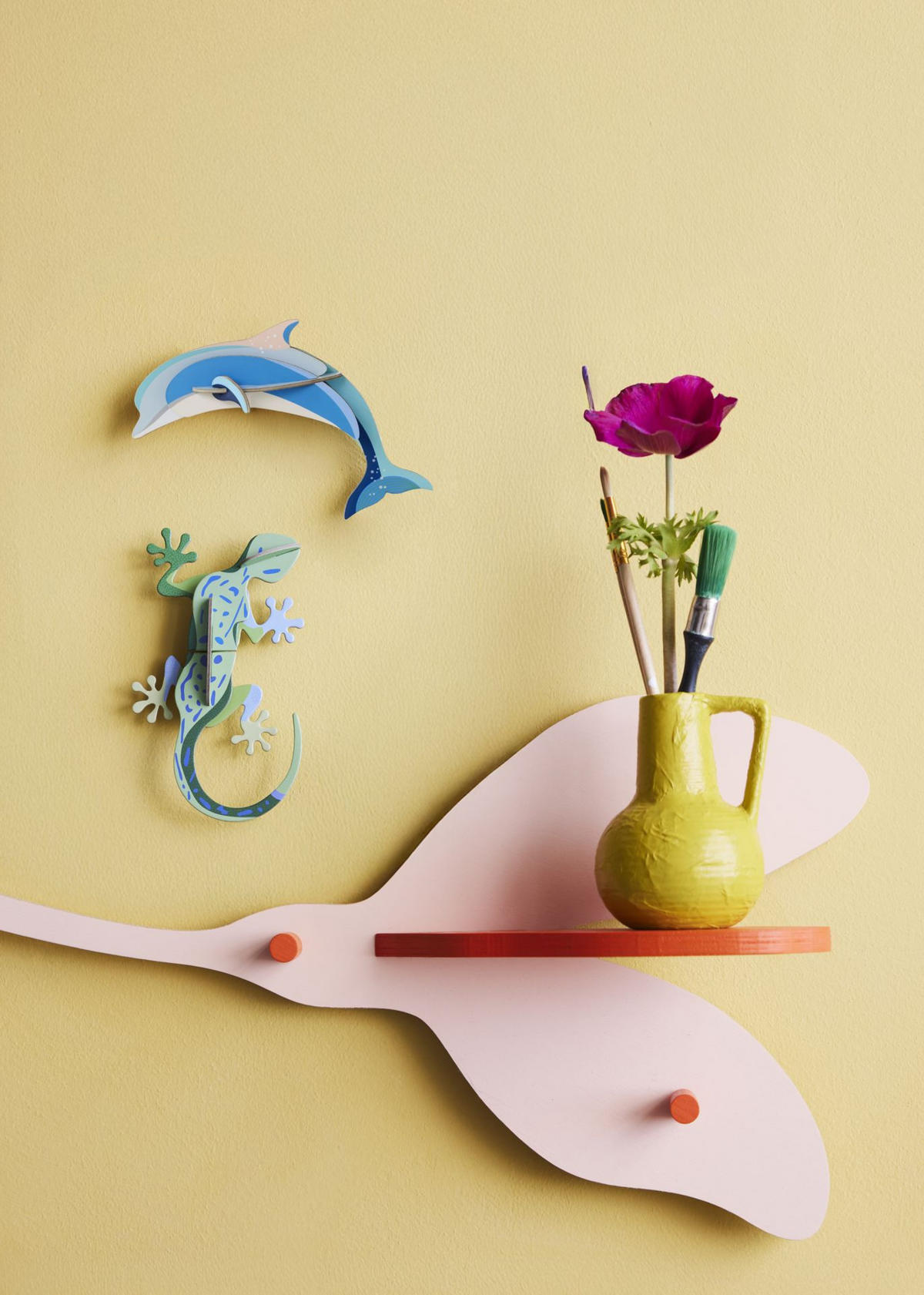 WANDSKULPTUR Bunt 5,5/11,5 cm - Multicolor, Wellpappe (5.5/11.5/16cm) - Studio Roof