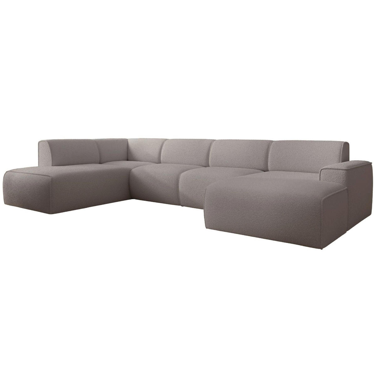 WOHNLANDSCHAFT Bouvi Graubraun links - Graubraun/Schwarz, Kunststoff/Textil (378/220cm) - Selsey