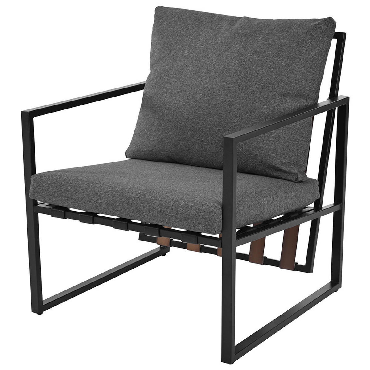 LOUNGEGARNITUR für 4 Personen，mit Sofa,Couchtisch & Kissen，schwarz - Schwarz, Metall - KOMHTOM