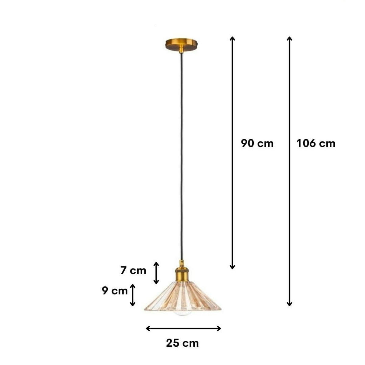 PENDELLEUCHTE Paris - Goldfarben/Schwarz, Glas/Metall (25/25/106cm) - kiki design