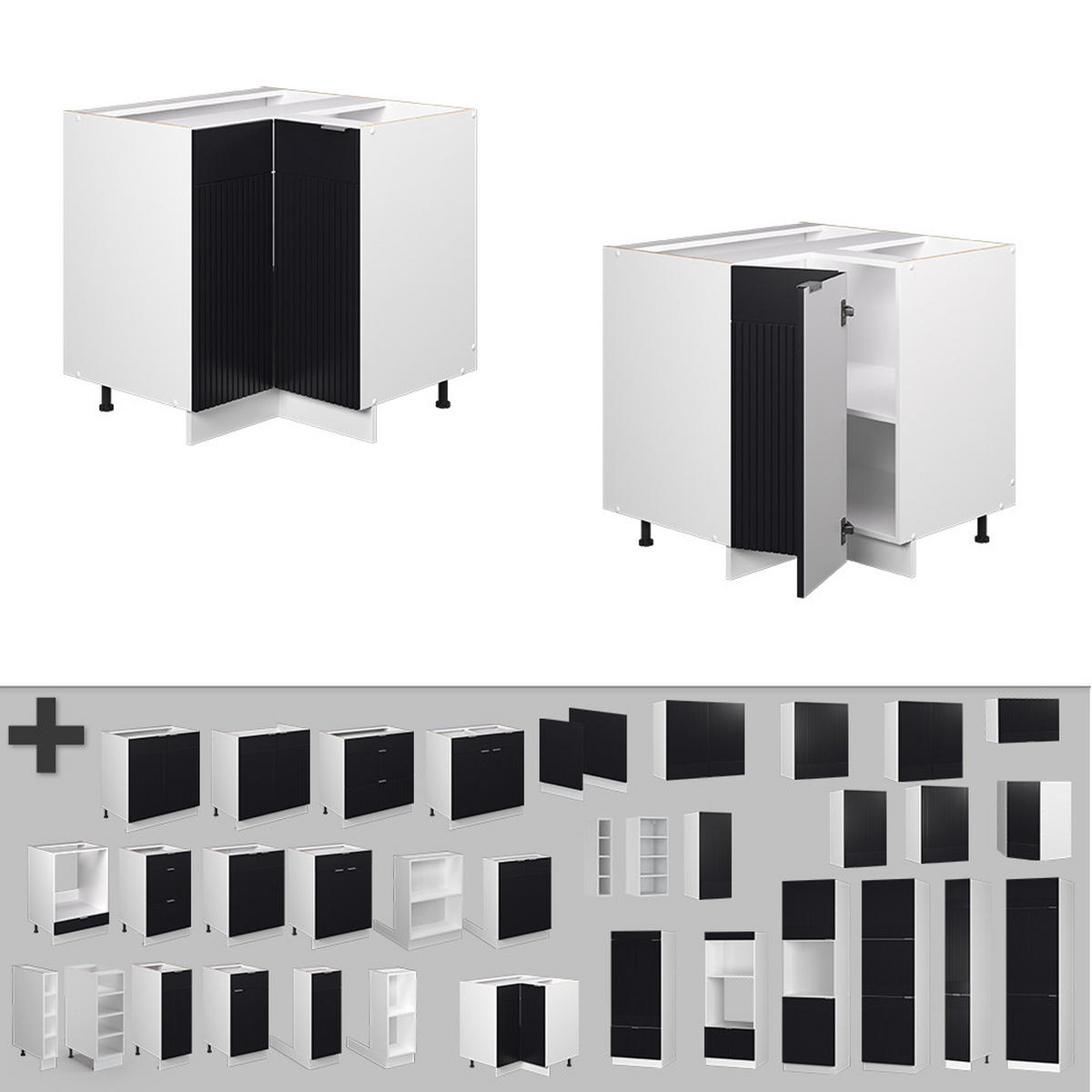 Schwarz/Weiß, Holzwerkstoff (80.5/82/60cm) - Vicco