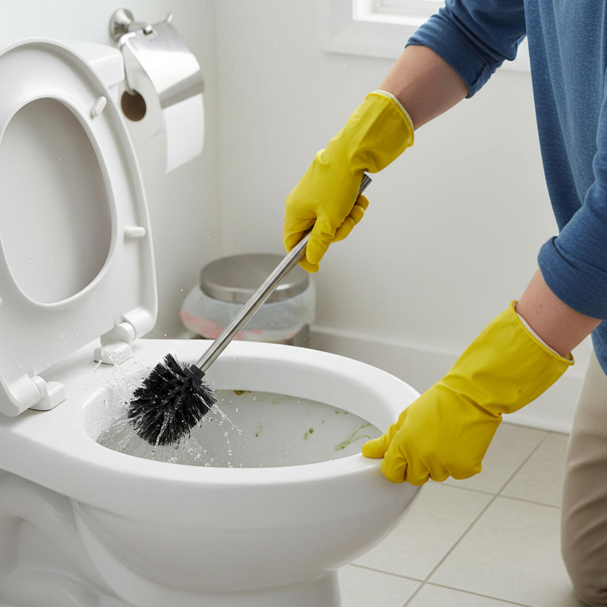 6-DIELNA WC sada - čierna, kov/plast (8/35.5/8cm) - Relaxdays