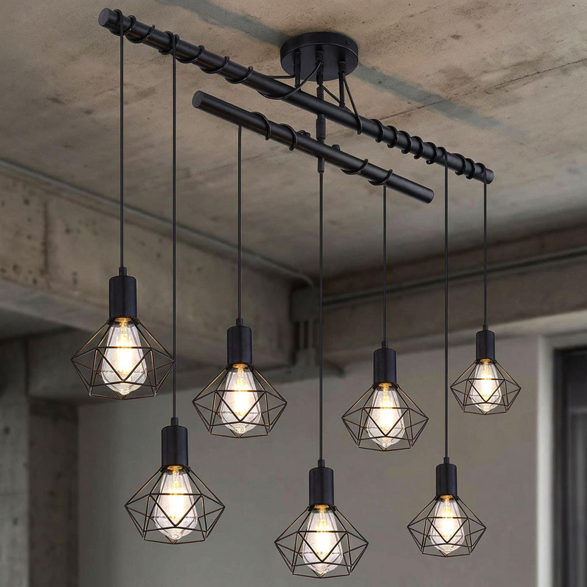 HÄNGELEUCHTE XARA I Schwarz Matt - Schwarz, Metall (100/15/100cm) - Globo Lighting