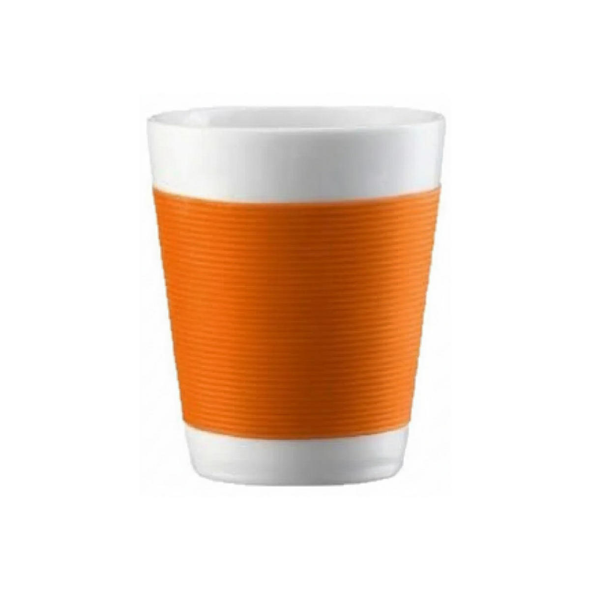 ESPRESSOTASSEN Canteen Orange 2er Set 100 ml Doppelwandig Porzellan Silikonhülle - Orange/Grün, Keramik (0.2L) - Bodum