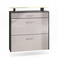 SCHUHSCHRANK Malea Fronten in Sandgrau Hochglanz - Sandfarben, Holzwerkstoff (89/96/23cm) - Vladon