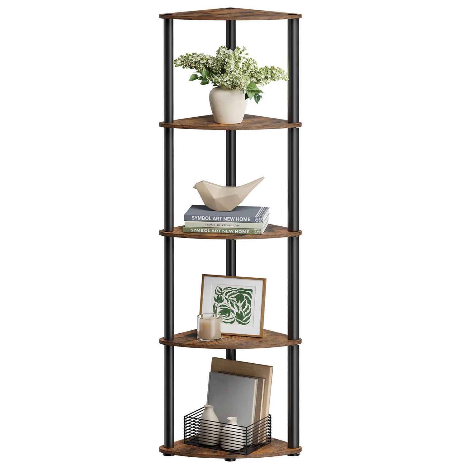 ECKREGAL 5 Ebenen Standregal werkzeuglose Montage - Braun, Metall (30/186/40cm) - Kaket