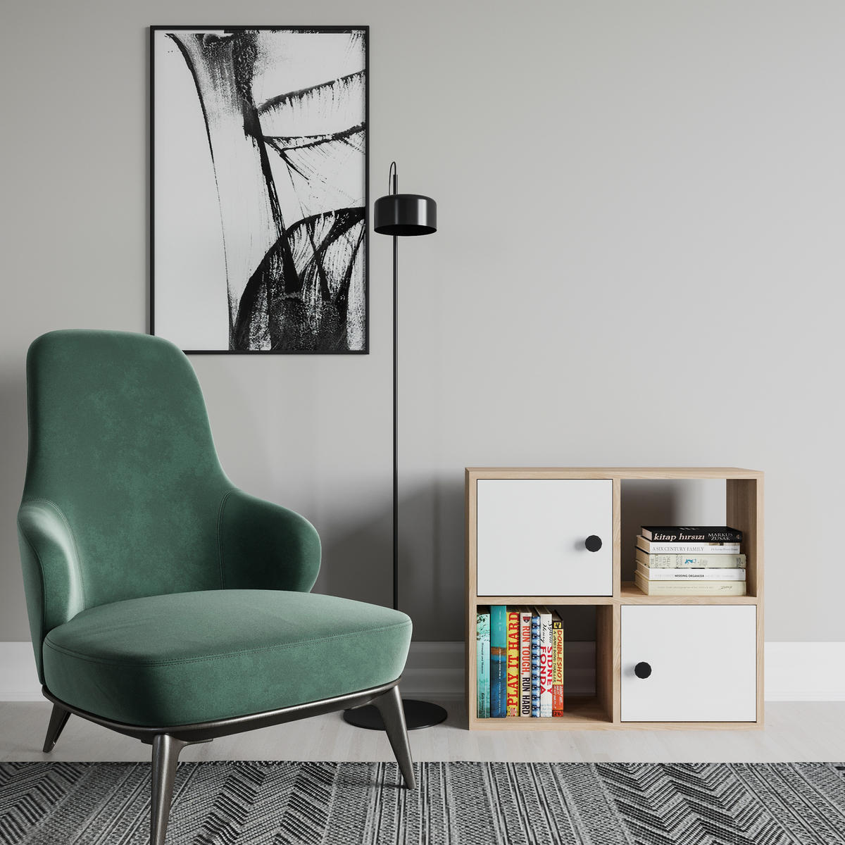 BÜCHERREGAL Tuttle Eiche Weiss - Eichefarben/Weiß, Holzwerkstoff (25/63.2/72cm) - Decorotika
