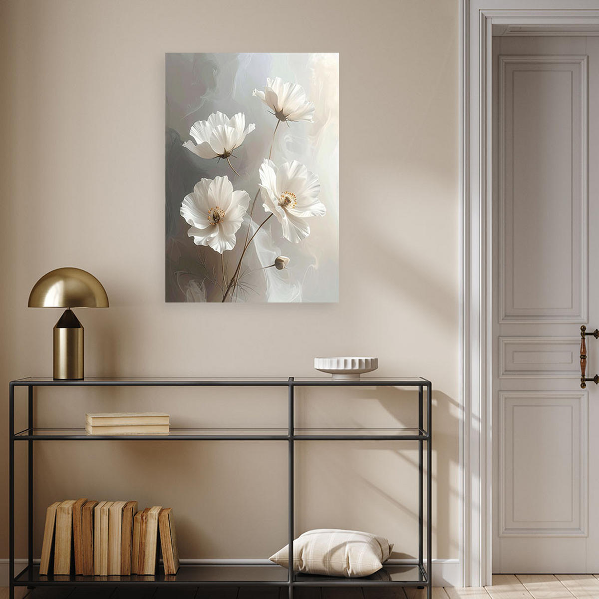 WANDBILD, Weiße Blumen Botanik Natur - Weiß, Textil (40/60cm) - Feeby