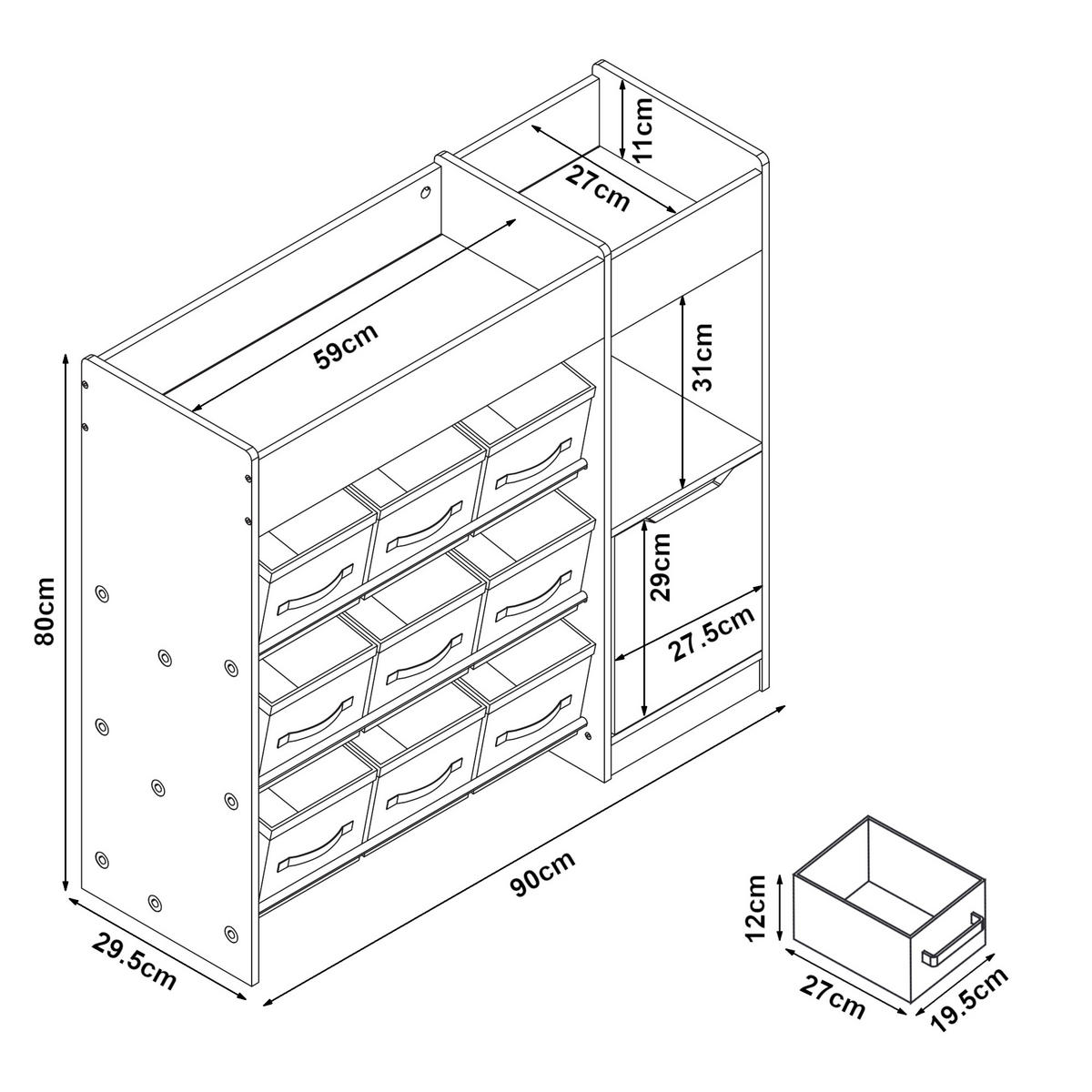 KINDERREGAL Søndreland - Lila/Hellgrün, Holzwerkstoff (90/80/29.5cm) - [en.casa]