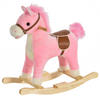 KINDER SCHAUKELTIER, Braun/Rosa, Plüsch+ Holz - Rosa, Holz (32.5/61/65cm) - HOMCOM