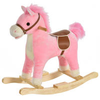 KINDER SCHAUKELTIER, Braun/Rosa, Plüsch+ Holz - Rosa, Holz (32.5/61/65cm) - HOMCOM