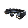 WOHNLANDSCHAFT Asti U Mini - Blau/Schwarz, Leder (352/93/280cm) - Sofa Dreams