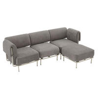 ECKSOFA L-Form modular mit Hocker, DE-42607, Grau - Grau, Metall (251/155cm) - ComfortXL