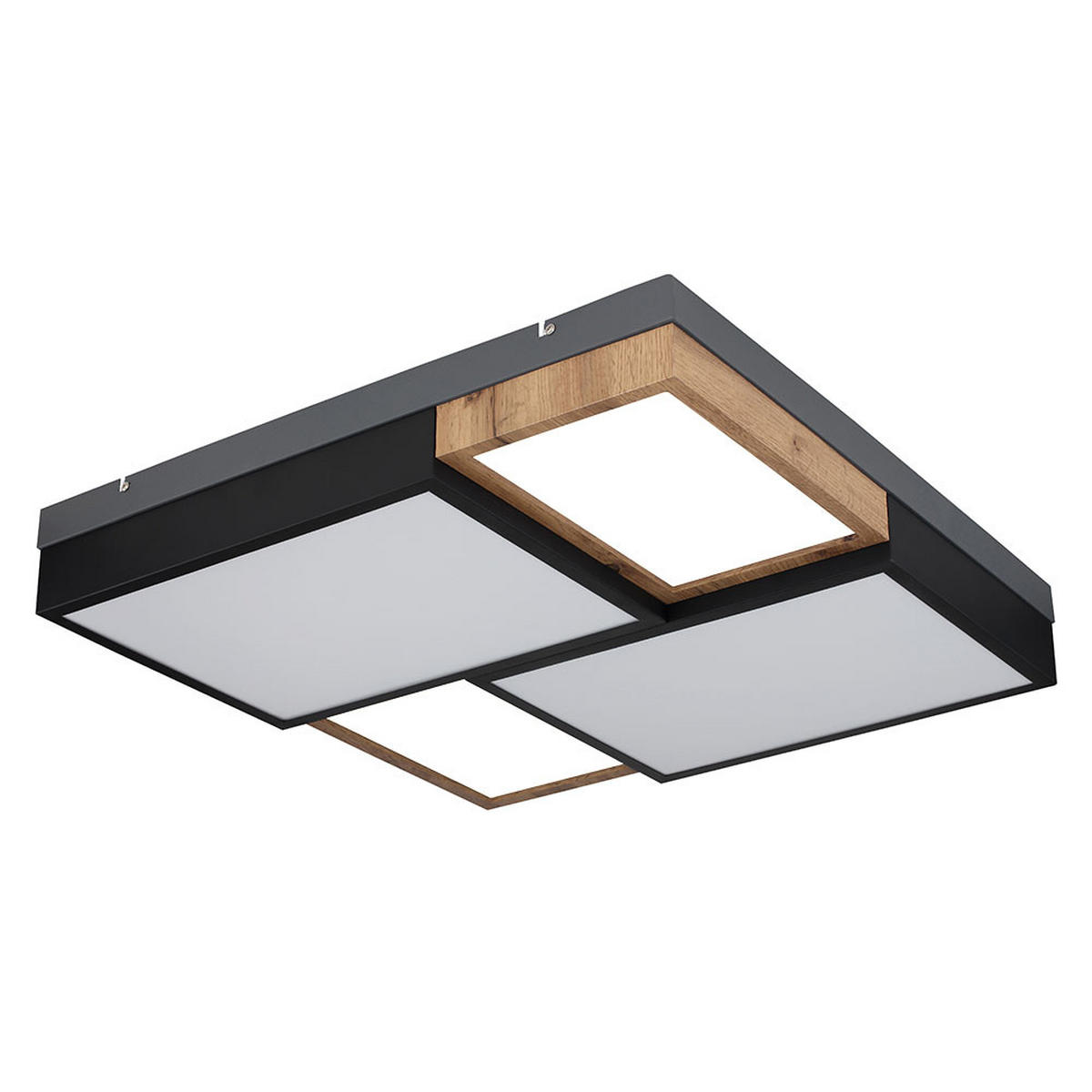 LED DECKENLEUCHTE Metall Schwarz-matt Holzoptik - Schwarz, Metall (60/60/9cm) - Globo Lighting