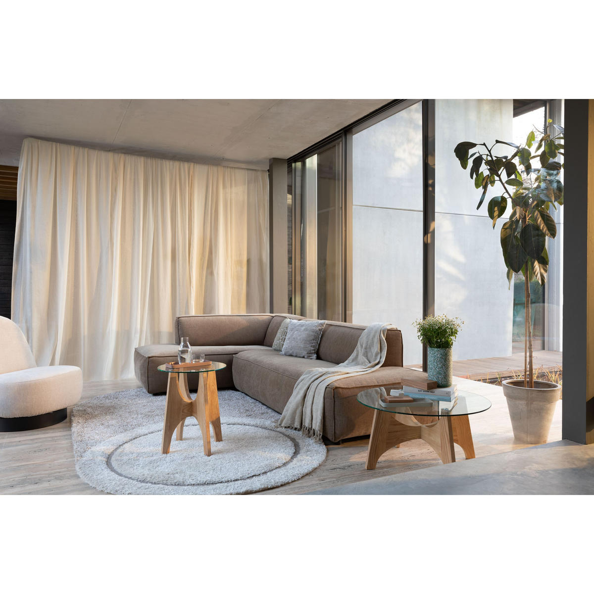 BEISTELLTISCH Kobe Rund 45 cm Glass - Beige, Glas (45/45/55cm) - Zuiver