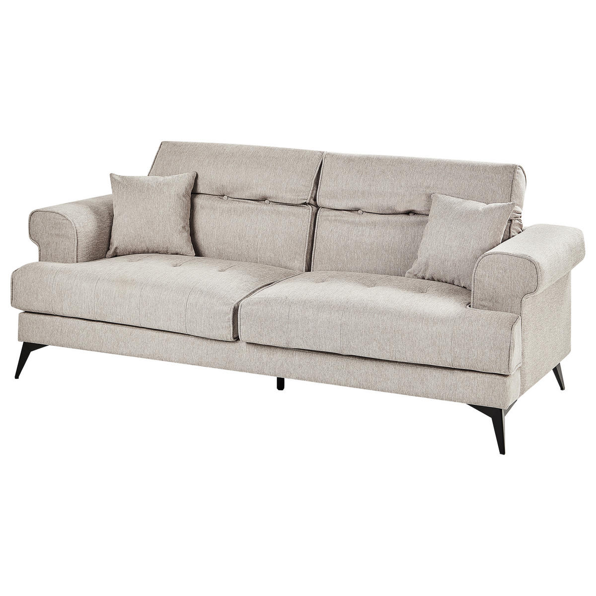 3-SITZER-SOFA Stoff Taupe Skive - Taupe, Textil (214/88/85cm) - Beliani