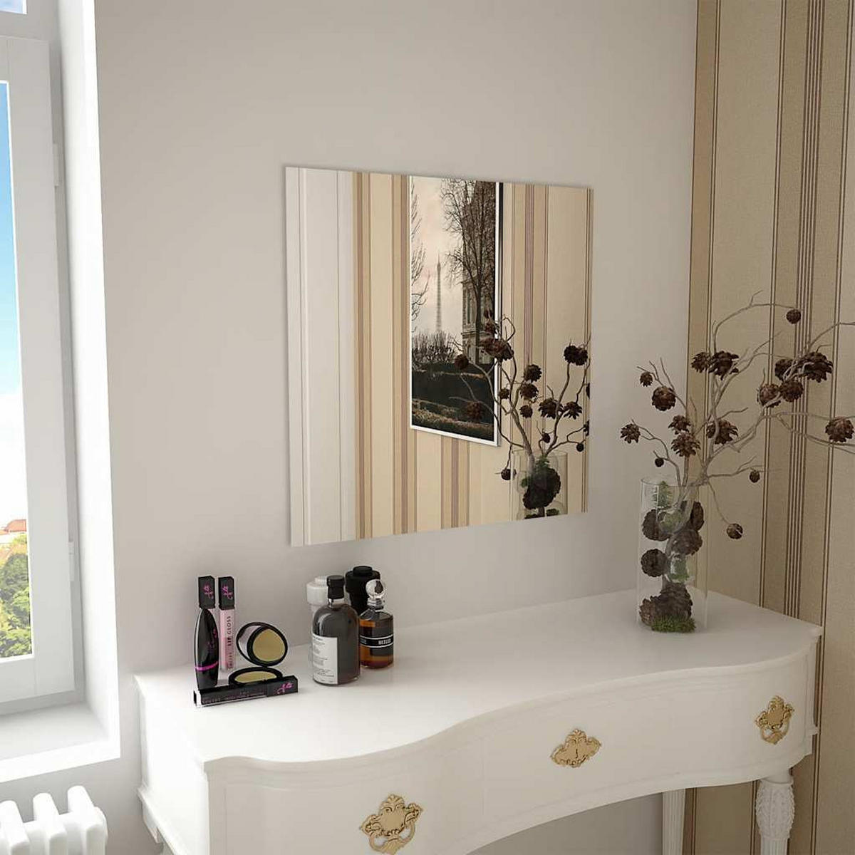 WANDSPIEGEL 60 x 60 cm Quadratisch Glas - Silberfarben, Glas (60/2/60cm) - furnicato