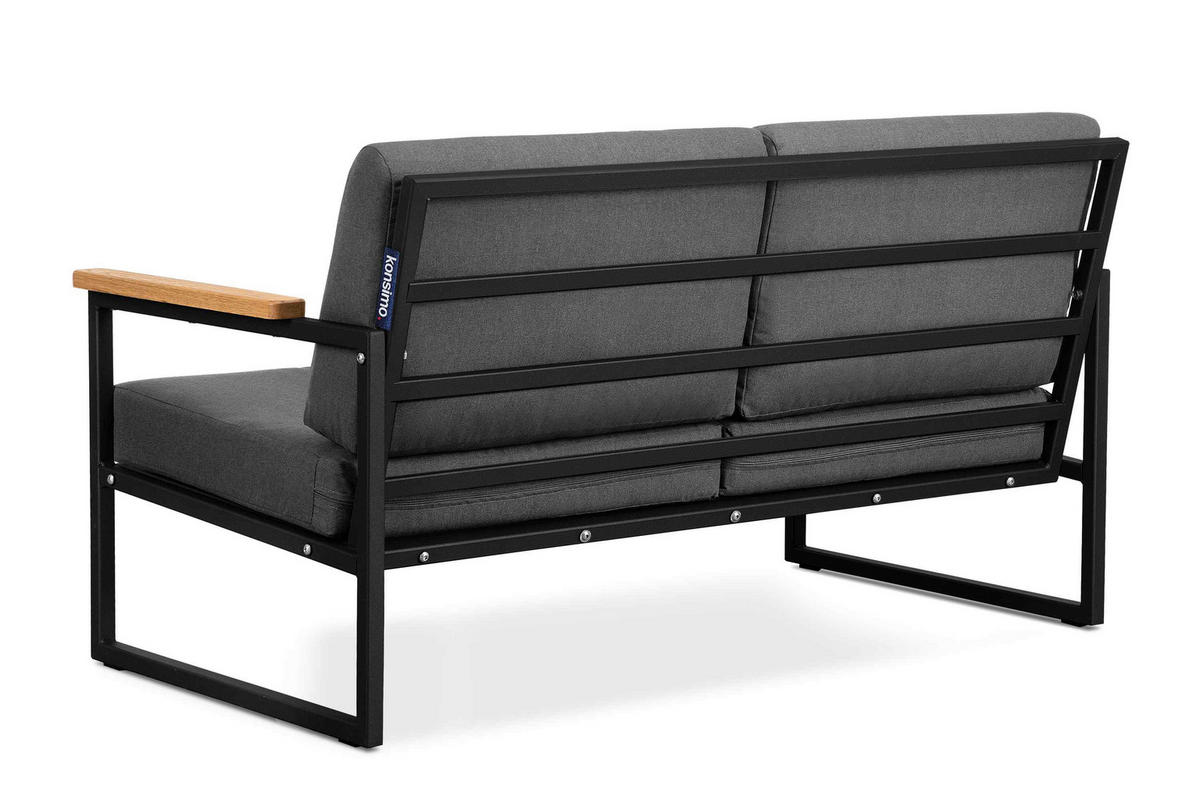 GARTENSET TRIBO Industriestil für 4 Personen, schwarz - Schwarz/Grau, Metall - KONSIMO®
