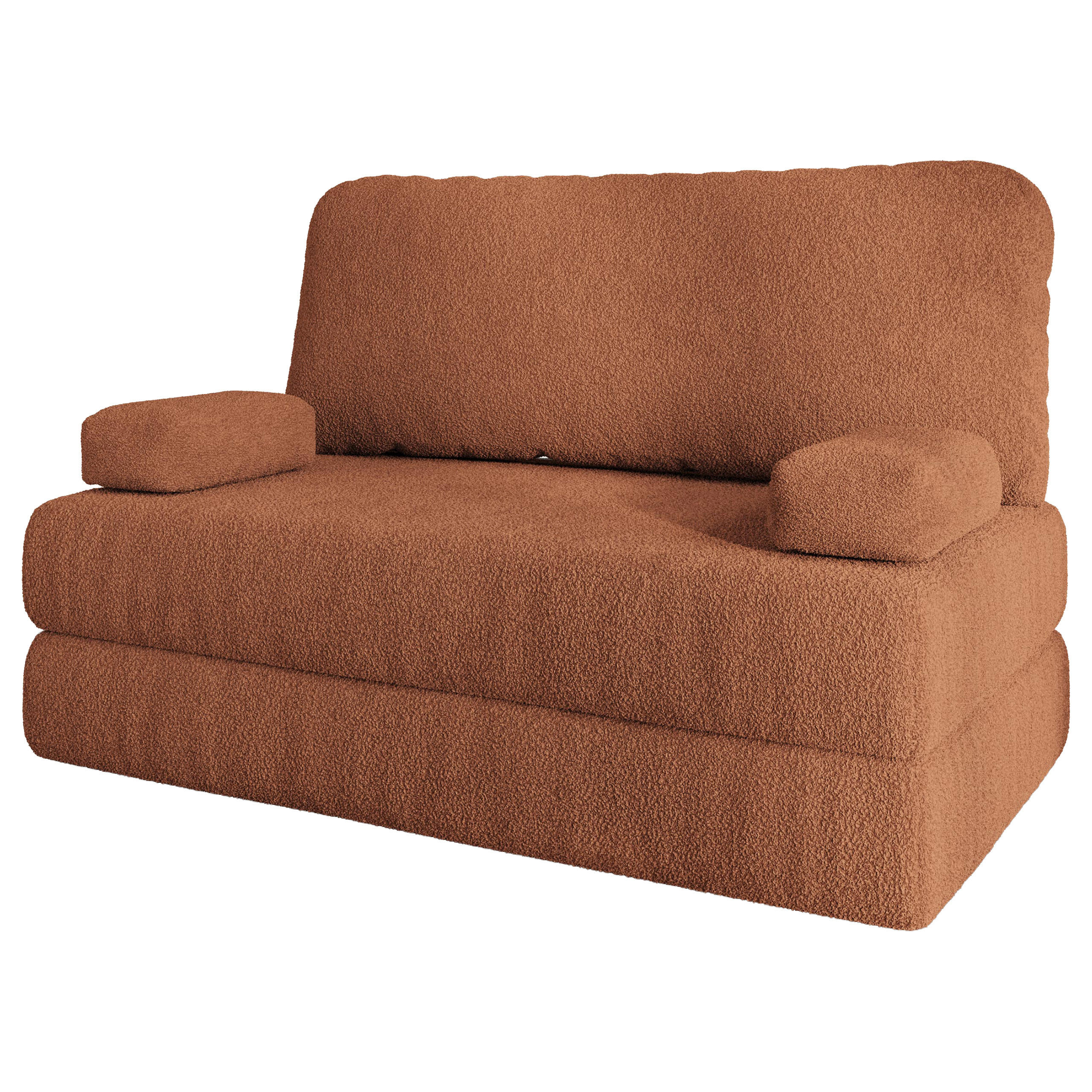 BETTSOFA KESTE aus Schaumstoff Bucle-Stoff Orange Schlaffunktion - Orange, Textil (140/86/60cm) - MASSENO