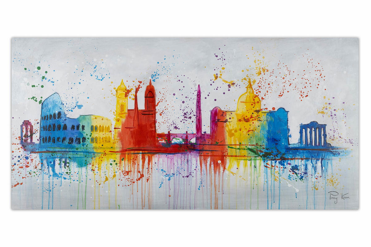 ACRYLBILD HANDGEMALT 120/60 cm - Multicolor/Weiß, Holz/Textil (2/60cm) - KUNSTLOFT