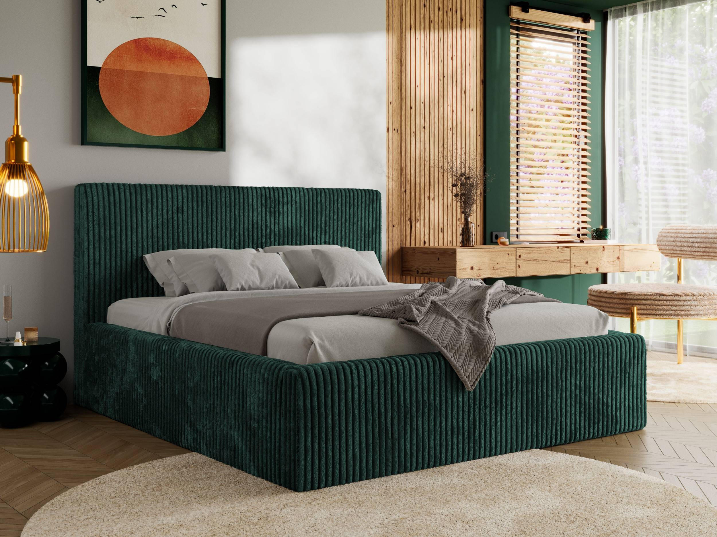 POLSTERBETT TILIANO CLASSIC 200/200 - Dunkelgrün Cord - Schaum-Matratze - Dunkelgrün, Textil (200/200cm) - MKS