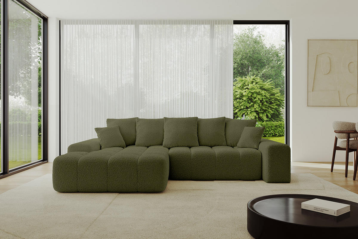 ECKSOFA Ottomane Links ENSI-L - 267x164x88 cm Olivgrün - Olivgrün, Holzwerkstoff/Kunststoff (267/164cm) - ALTDECOR