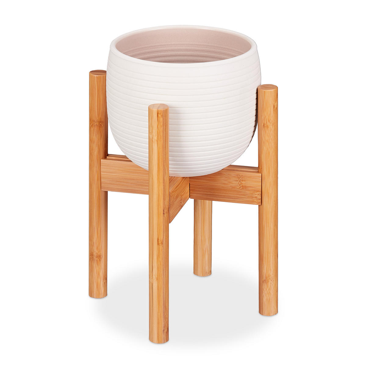 BLUMENSTÄNDER - Hellbraun, Holz (37.5/35.5/37.5cm) - Relaxdays