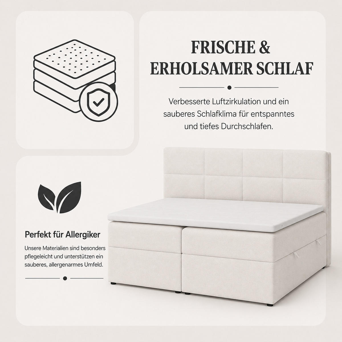 BOXBETT Betty mit Bettkästen und Matratze H2/H3 140 x 200 cm - Grau, Holzwerkstoff (140/200cm) - VENASI MÖBEL