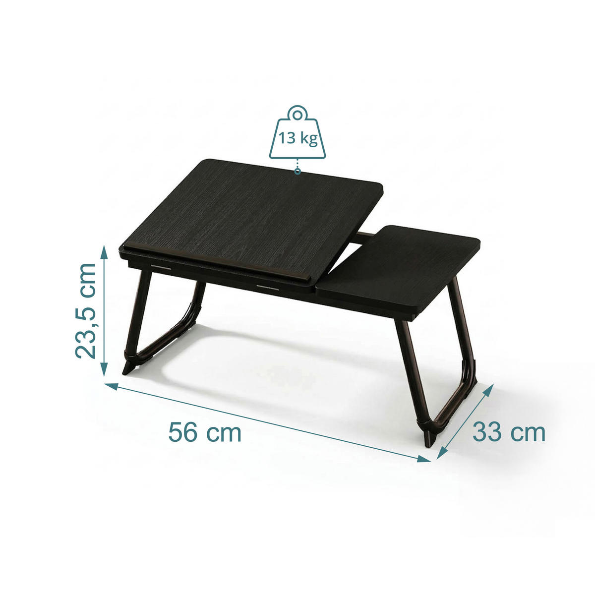 MASĂ Negru reglabilă pe înălțime pliabilă - negru, compozit lemnos/metal (33/56/23.5cm) - Relaxdays