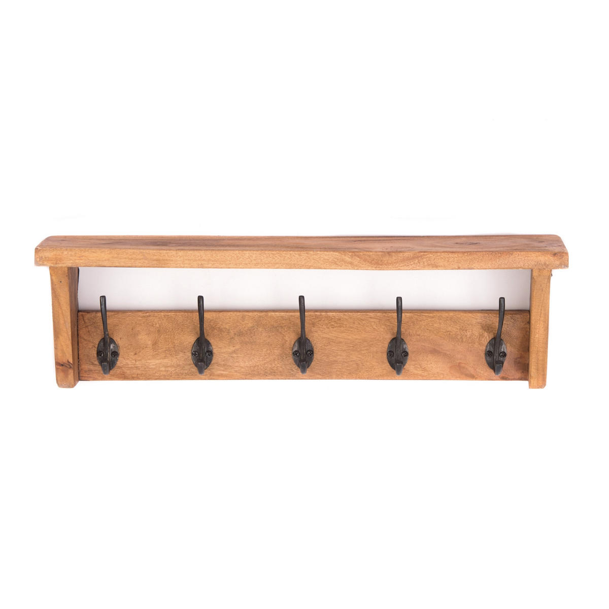 WANDGARDEROBE Gerda 50 Massivholz, mit 5 Haken und Ablage naturfarben - Naturfarben, Holz (50/14/10cm) - CREEDWOOD