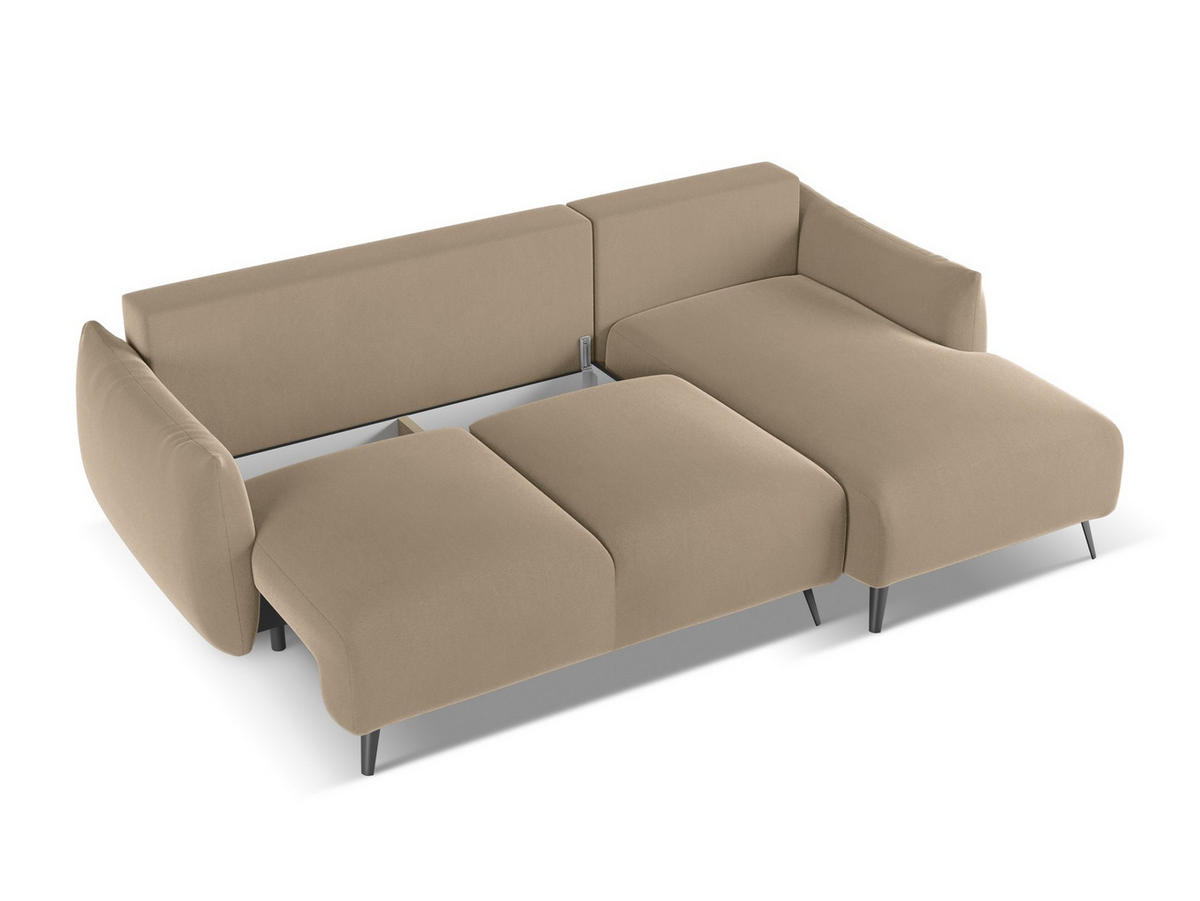 3-SITZER SOFA mit Schlaffunktion Strukturstoff Stoff Beige - Beige/Creme, Kunststoff/Textil (216/86/105cm) - Makamii
