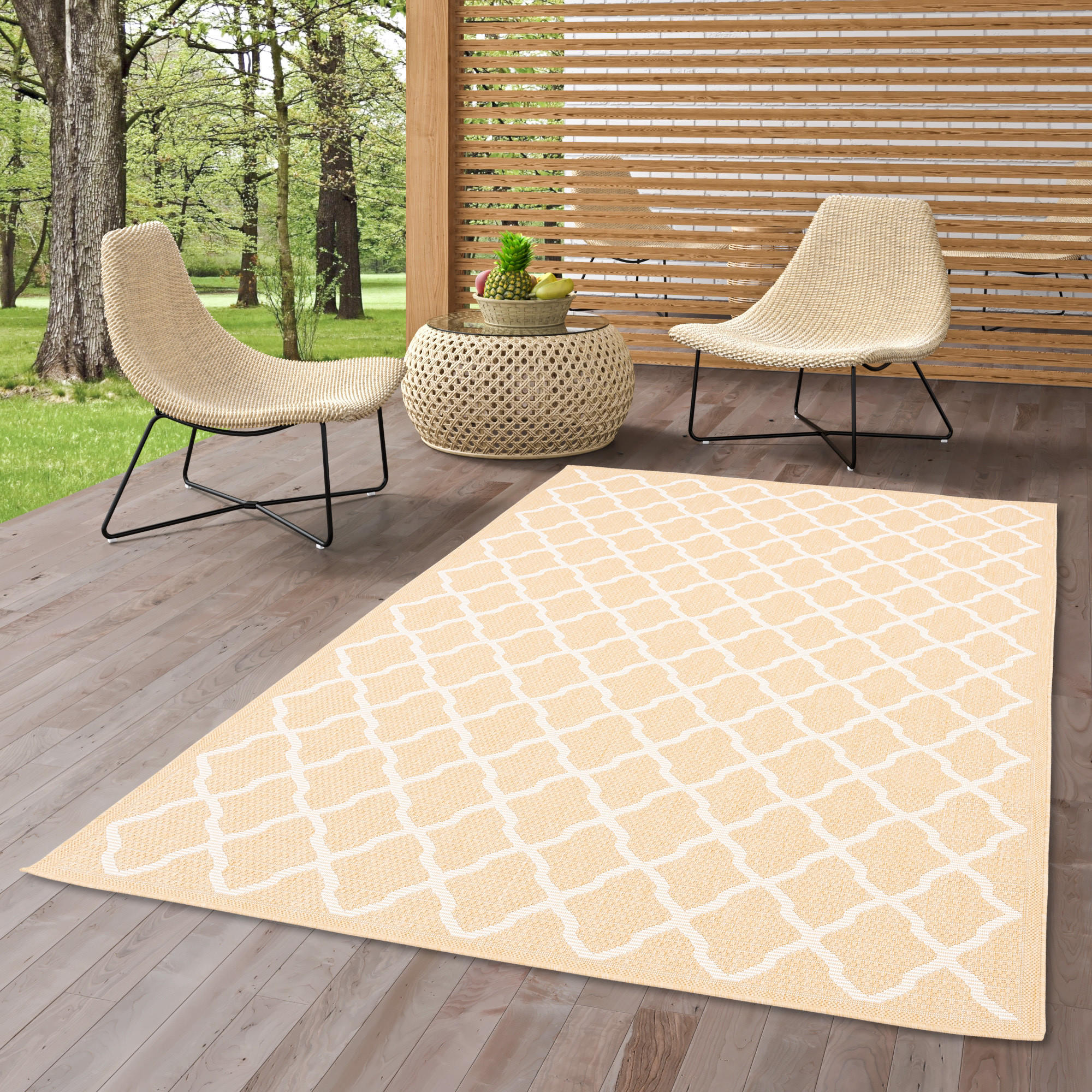 IN & OUTDOOR TEPPICH FLACHGEWEBE VALENCIA MODERN - Honig, Textil (80/150cm) - Pergamon