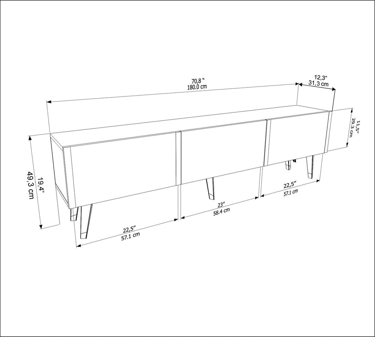 TV Stand Milagro Weıss Gold - Goldfarben, Holzwerkstoff (31.3/49.3/180cm) - Decorotika