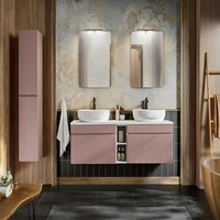 BADMÖBEL-SET 11 Teile - Iconic Rose I BM15 in Antike Rose/Weiß - Rosa/Weiß, Holz (180/160/46cm)