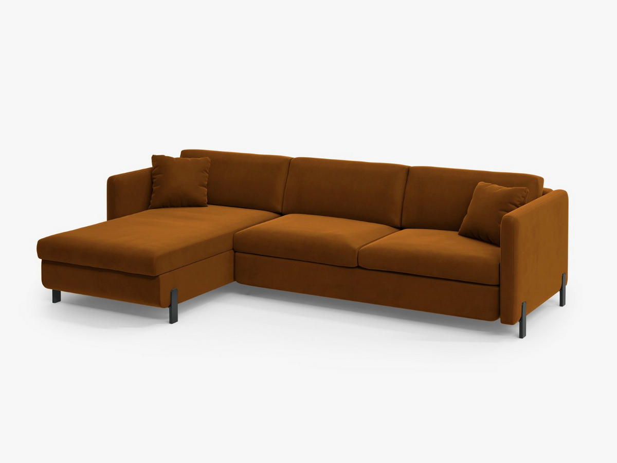 ECKSOFA ausklappbar links Gloria aus Samt braun 4 Sitzplätze - Braun, Textil (260/170cm) - Micadoni