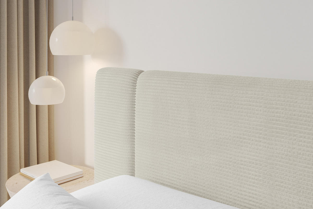 BOXBETT mit Matratze H4 - EVON - 140x200 cm Creme - Creme, Holzwerkstoff (140/200cm) - ALTDECOR