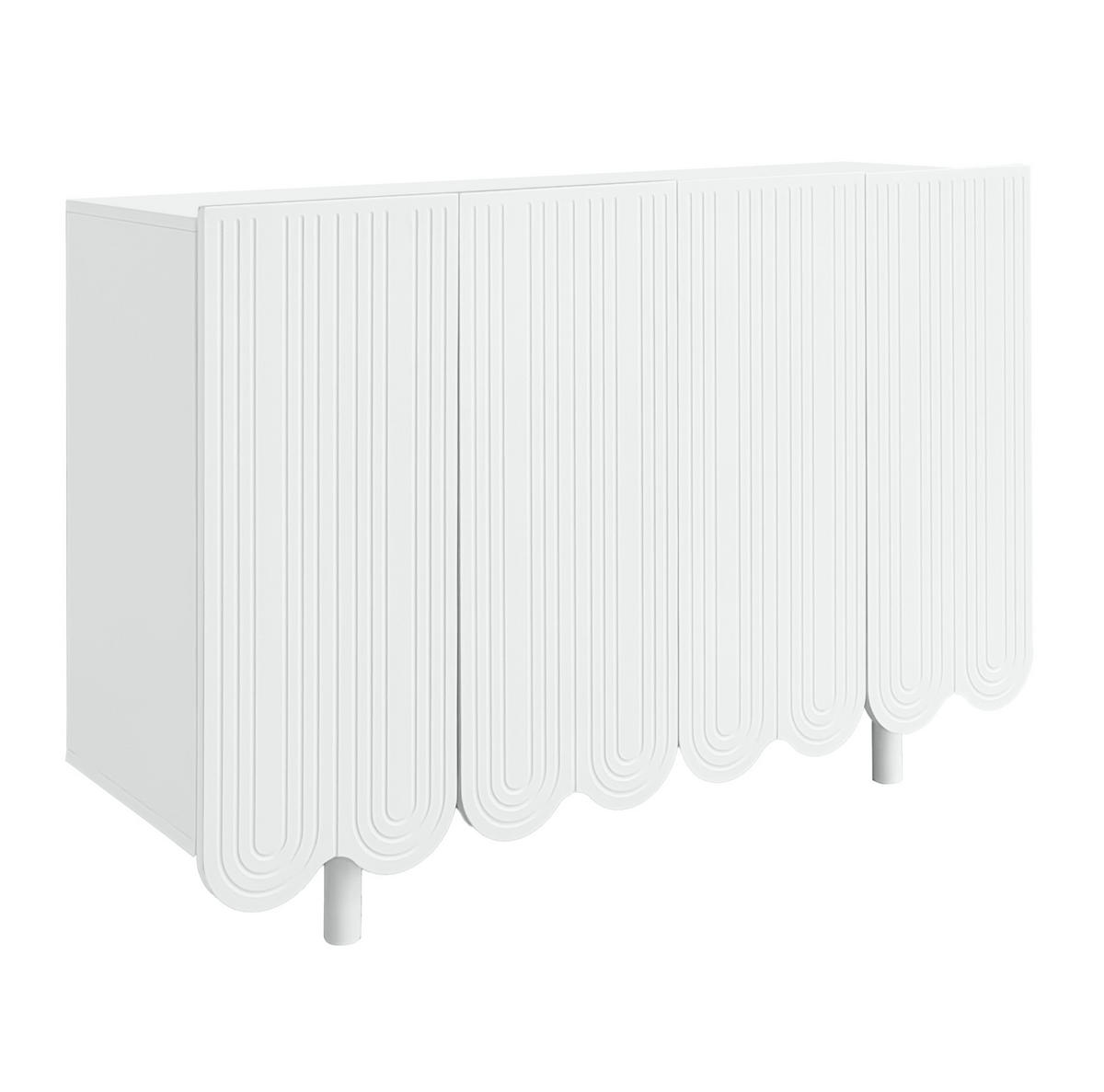 SIDEBOARD 120/37,5/80,8 cm mit 4 Türen in Weiß mit geschnitzter Front - Weiß, Holzwerkstoff (120/80.8/37.5cm) - BEAOK