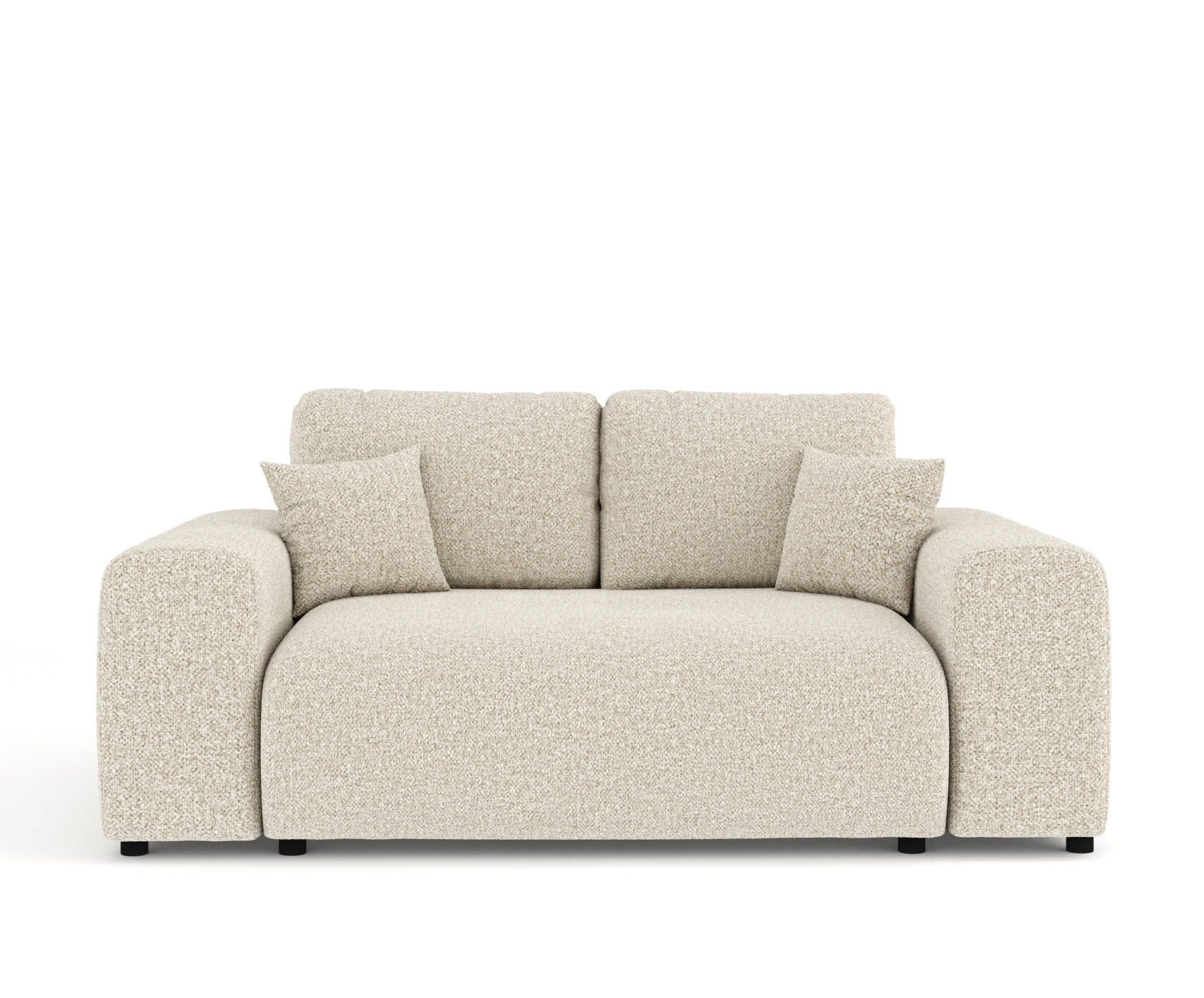 2-SITZER-SOFA Zanzibar Beige Plüschstoff - Beige/Schwarz, Holz/Holzwerkstoff (178/79/108cm) - Maison de Reve