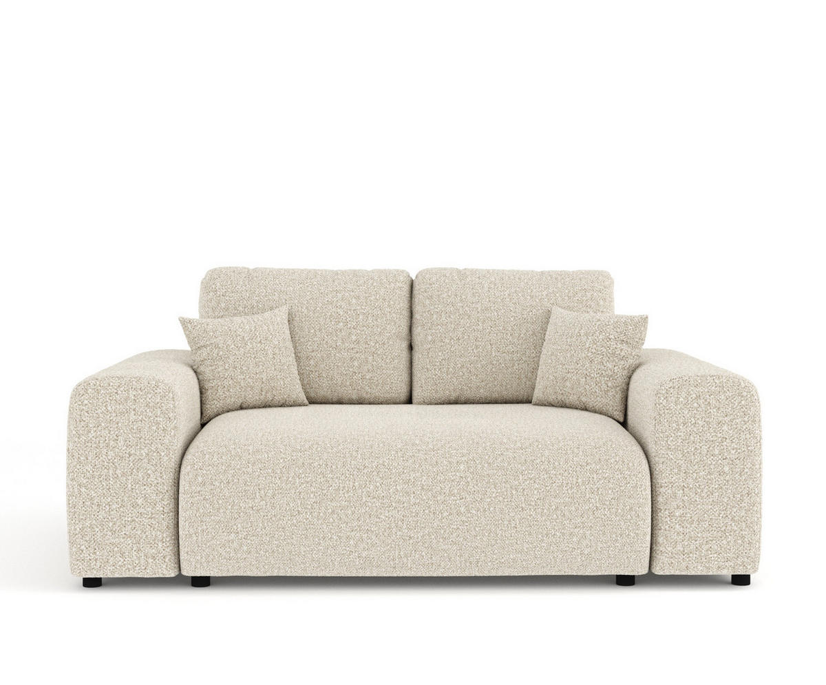 2-SITZER-SOFA Zanzibar Beige Plüschstoff - Beige/Schwarz, Holz/Holzwerkstoff (178/79/108cm) - Maison de Reve