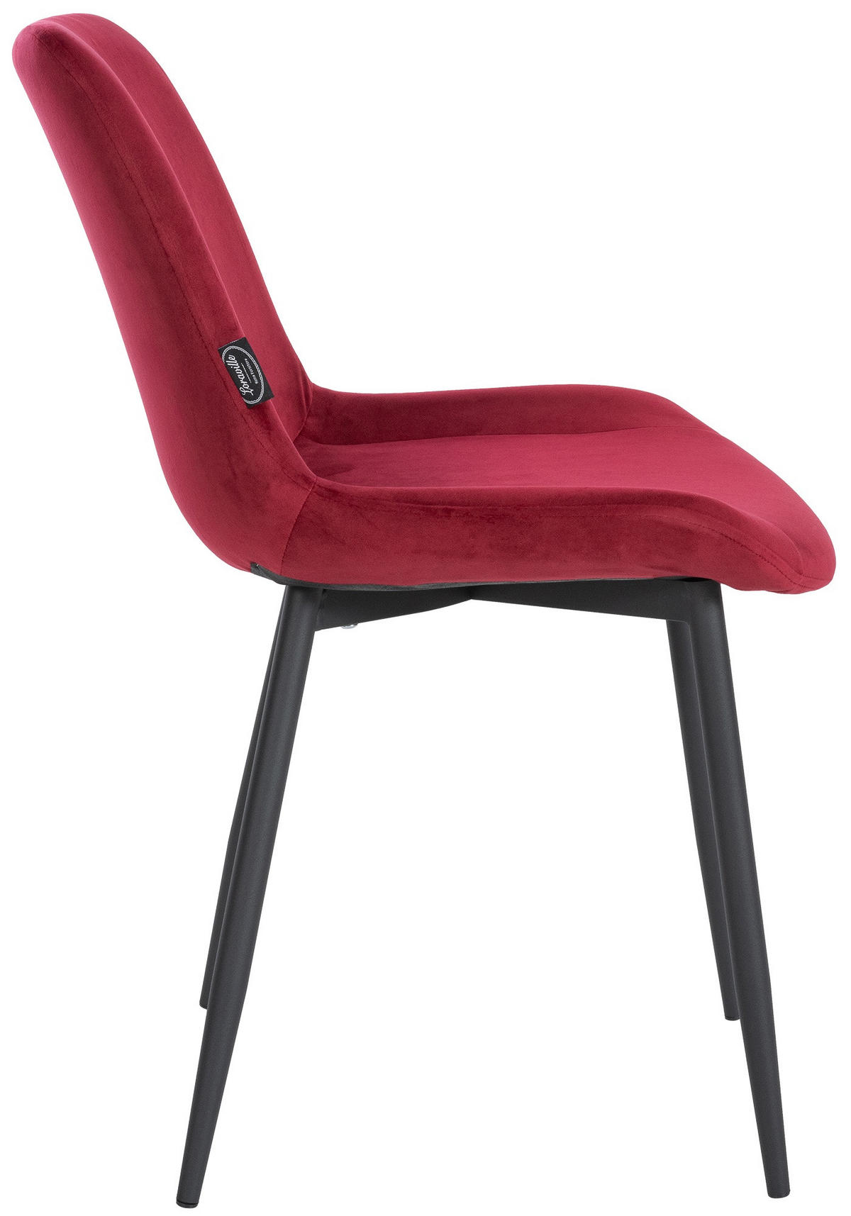 STUHL Samt rot - Rot/Schwarz, Textil/Metall (51/80/60cm) - CLP