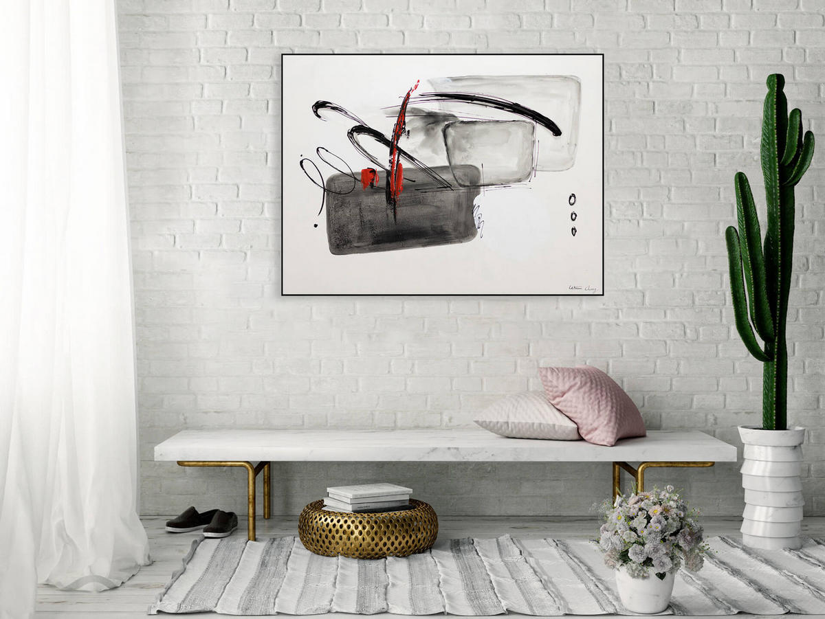 OLEJOMAĽBA 100/75 cm, Zvieratá - sivá, drevo/textil (100/75cm) - KUNSTLOFT