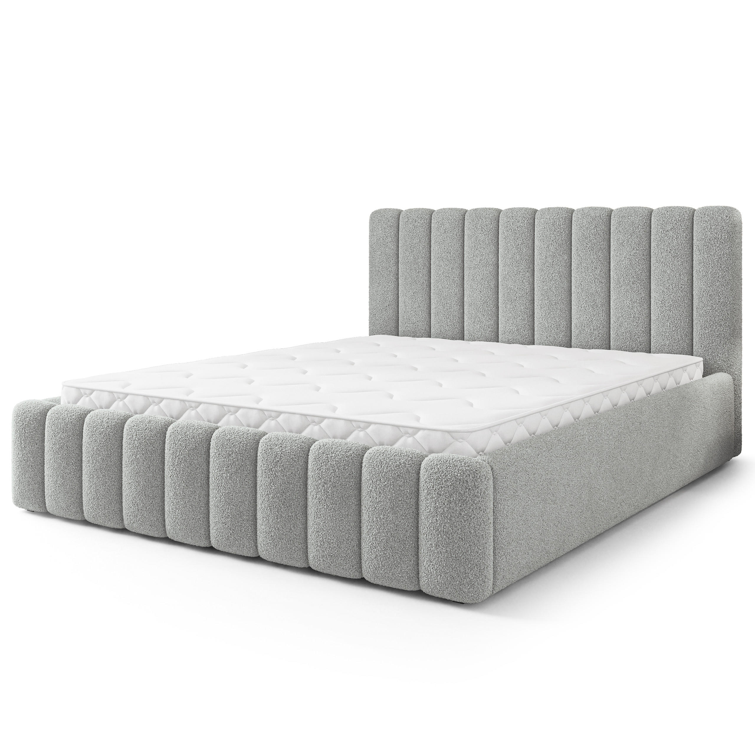MASSENO ČALOUNĚNÁ Postel DINESE 200x200 cm Světle šedá