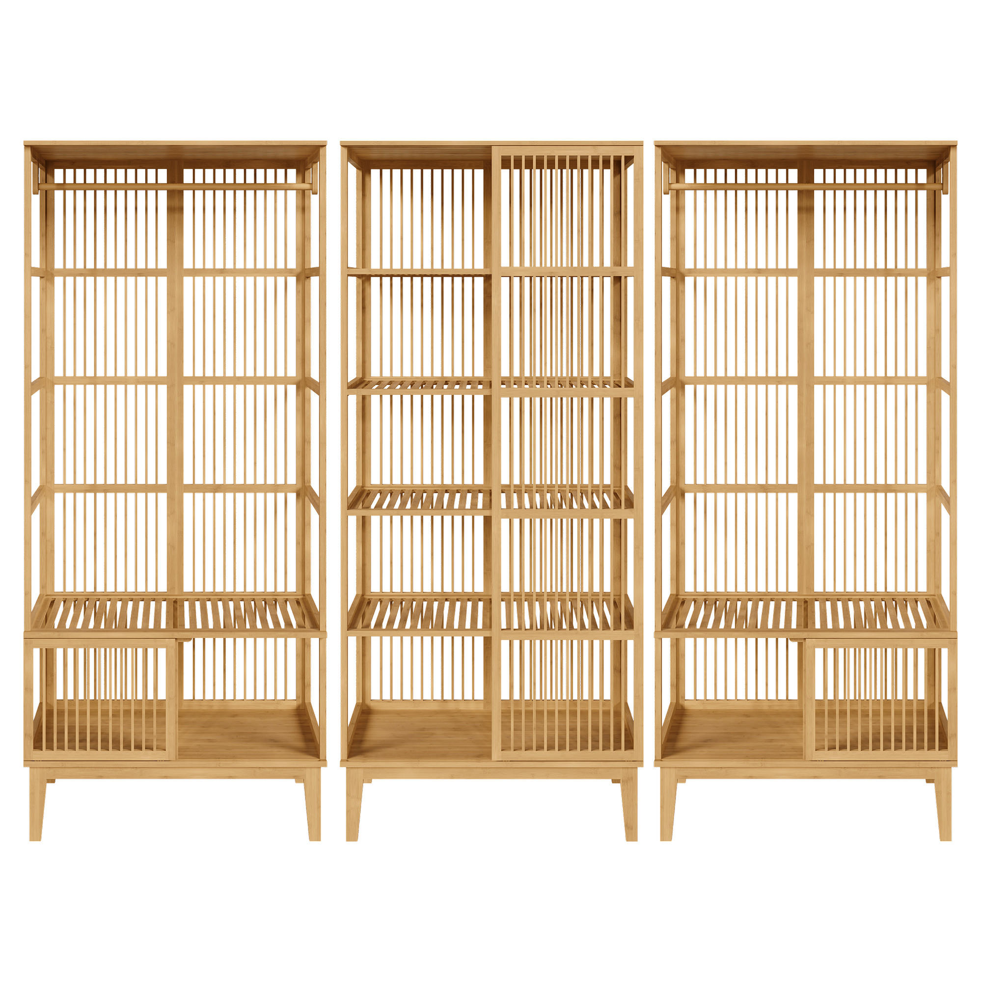 GARDEROBENSCHRANK - Naturfarben, Holz (240/185/45cm) - [en.casa]