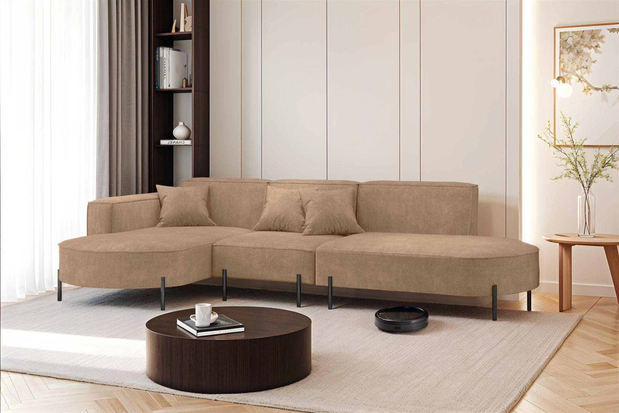 ECKSOFA Valencia - Braun, Holzwerkstoff/Textil (321/165cm) - Fun Möbel