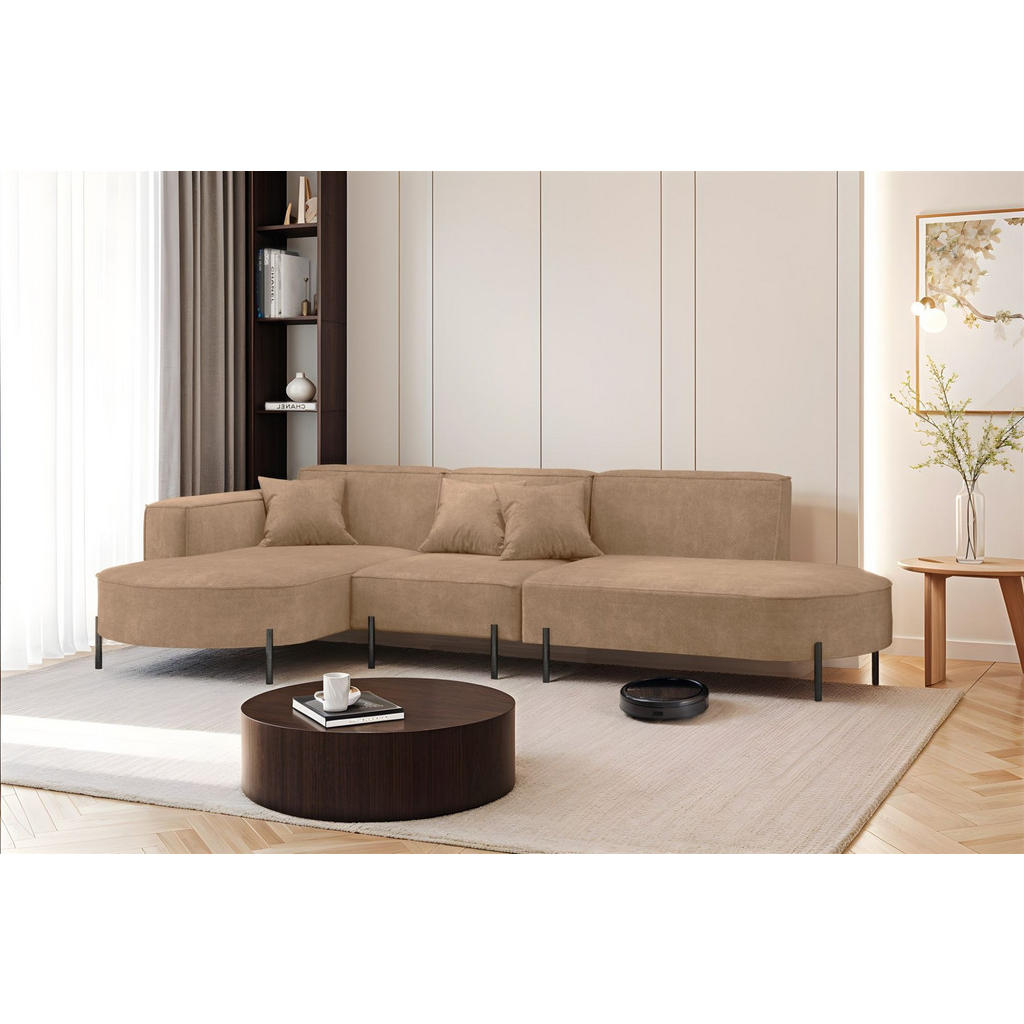 Thumbnail - Fun Möbel Ecksofa, Braun, Textil, Ottomane links, 321x165 cm, Wohnzimmer, Sofas & Couches, Wohnlandschaften, Ecksofas