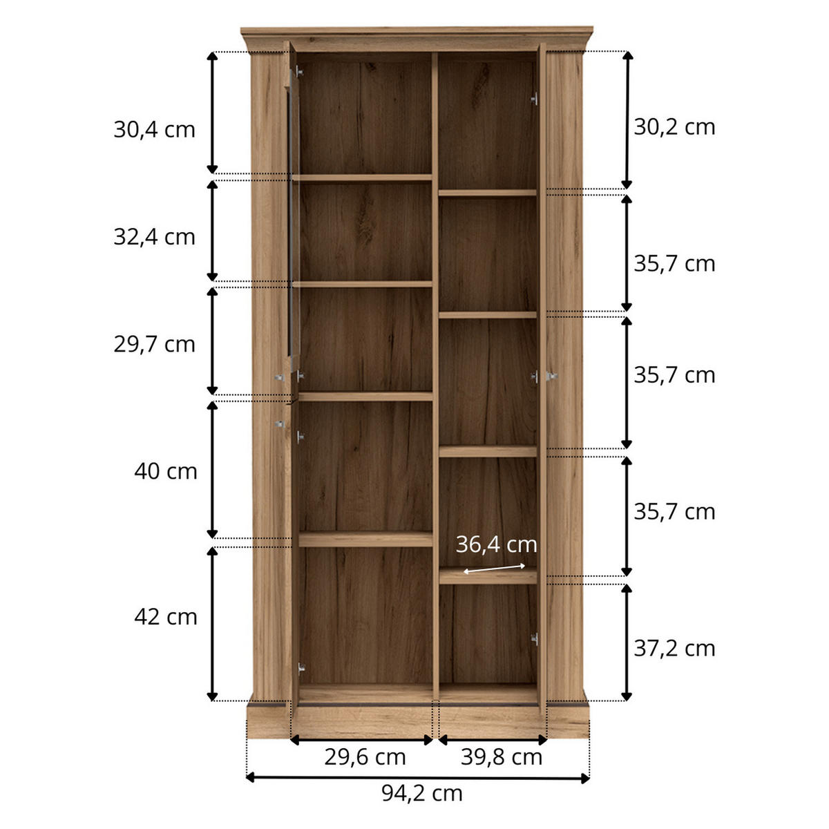 VITRINE Antica New AN-10 97 x 198 x 42 cm Kraft Gold - Wildeiche, Holzwerkstoff/Metall (97/198/42cm) - Koseto
