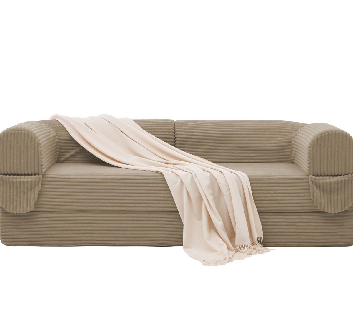 SCHLAFSOFA 2-Sitzer aus Rippcord Beige - Braun, Kunststoff (78/65/190cm) - Meubliv