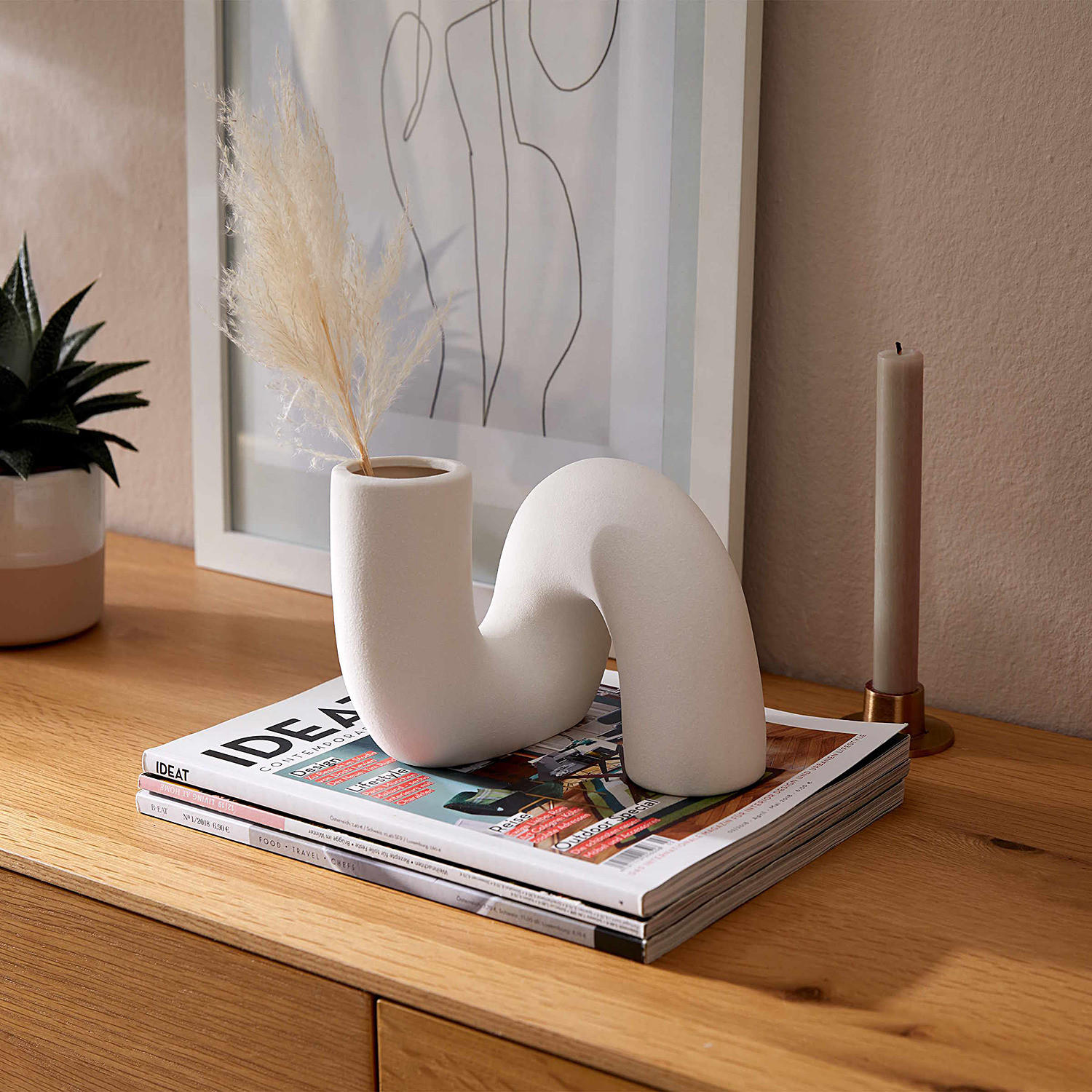 VASE Pipe - Weiß, Keramik (16cm) - BUTLERS