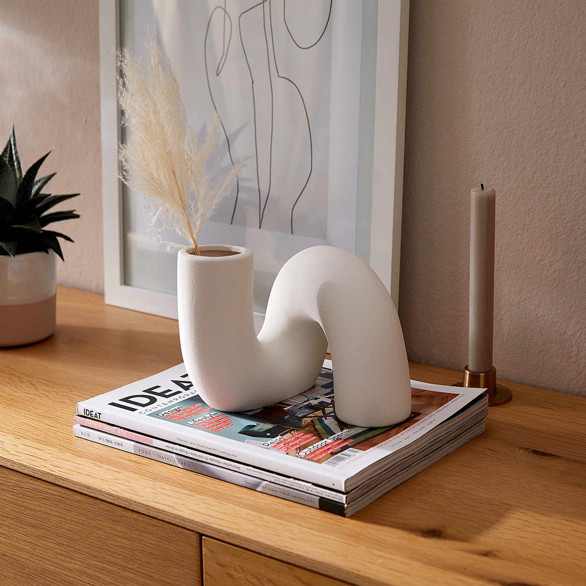 VASE Pipe - Weiß, Keramik (16cm) - BUTLERS